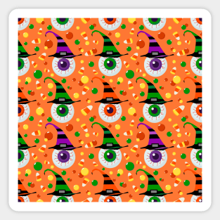 Eyes with hat in candyland on orange Sticker